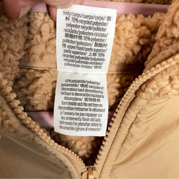 PINK Victoria’s Secret Half Zip Plush Sherpa Teddy Pullover Camel Tan Sz S - Picture 5 of 5